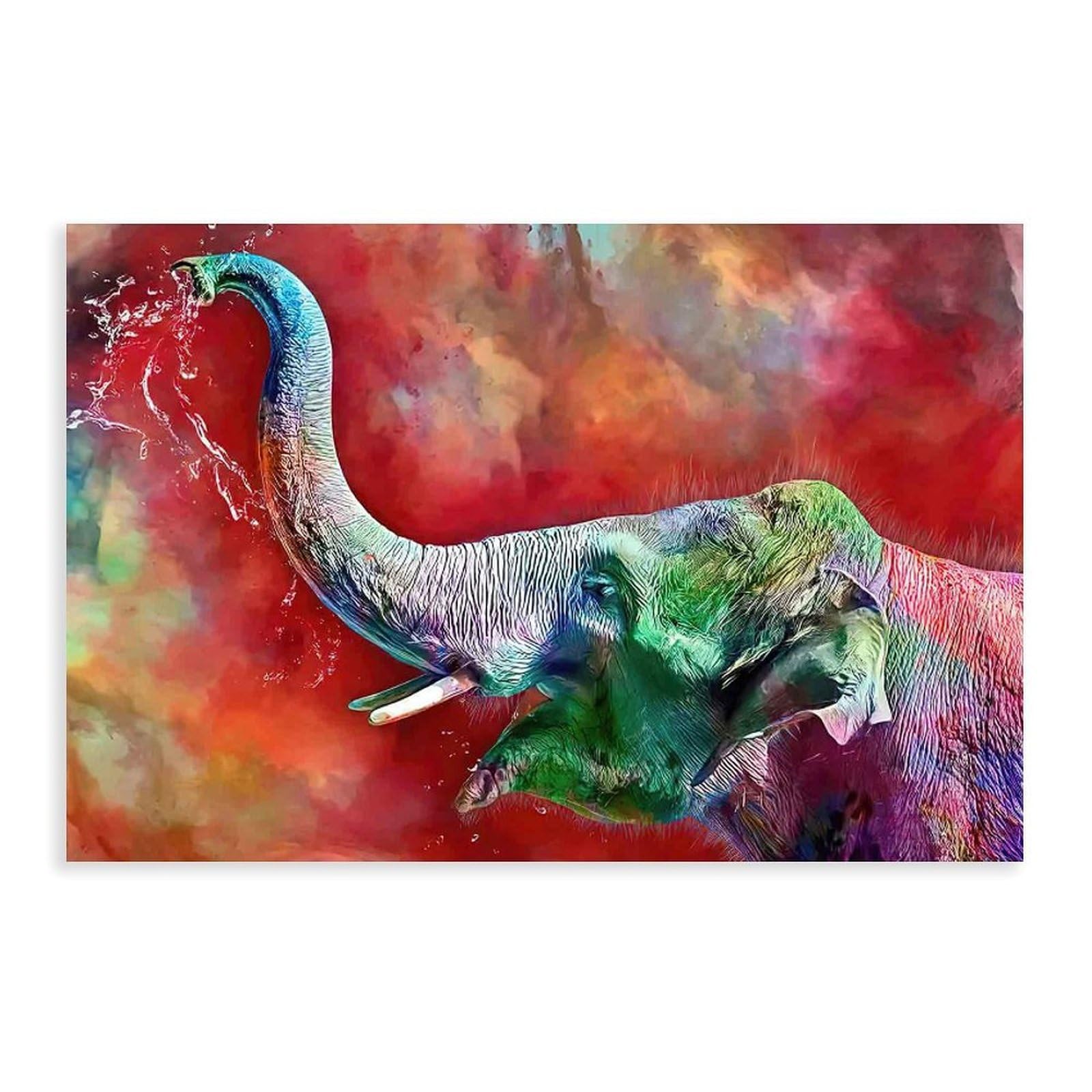 Bareronor Cute Elephant Poster Canvas Poster Bedroom Decor Landscape Office Room Decor Gift 12" L X 18" W