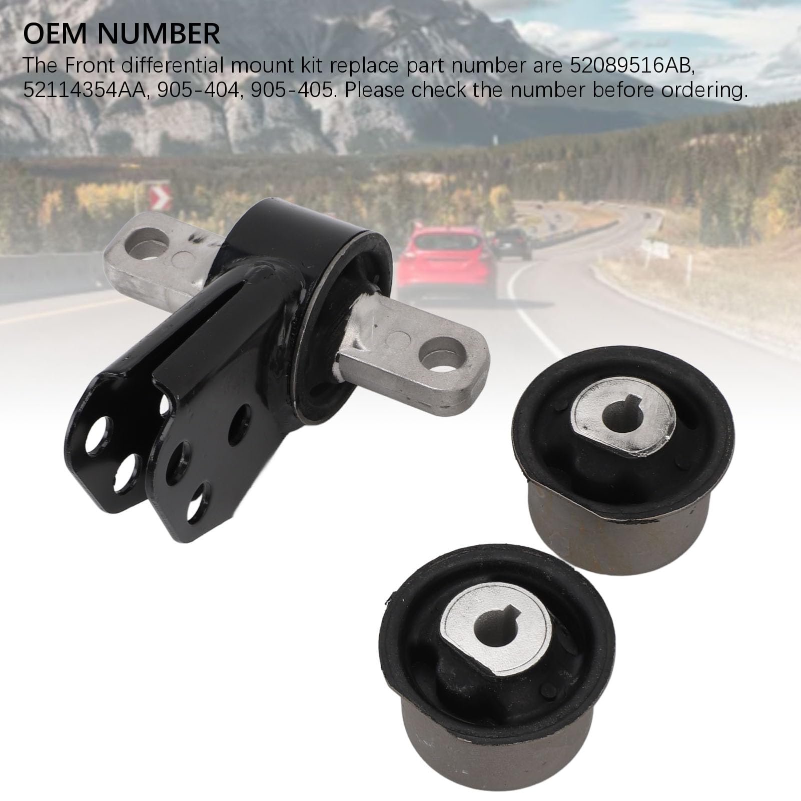 Conjunto de Montaje Diferencial Delantero 52089516AB 52114354AA 905-405 con Bujes de Eje de Acero Inoxidable de Silicona para el Comandante 2005-2010 2006-2010