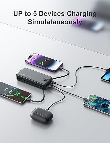 Miniatura 7 de Cargador ultraportátil de 20000 mAh con cables integrados y enchufe de pared de CA, cargador de teléfono celular PD20W USB-C de carga rápida,