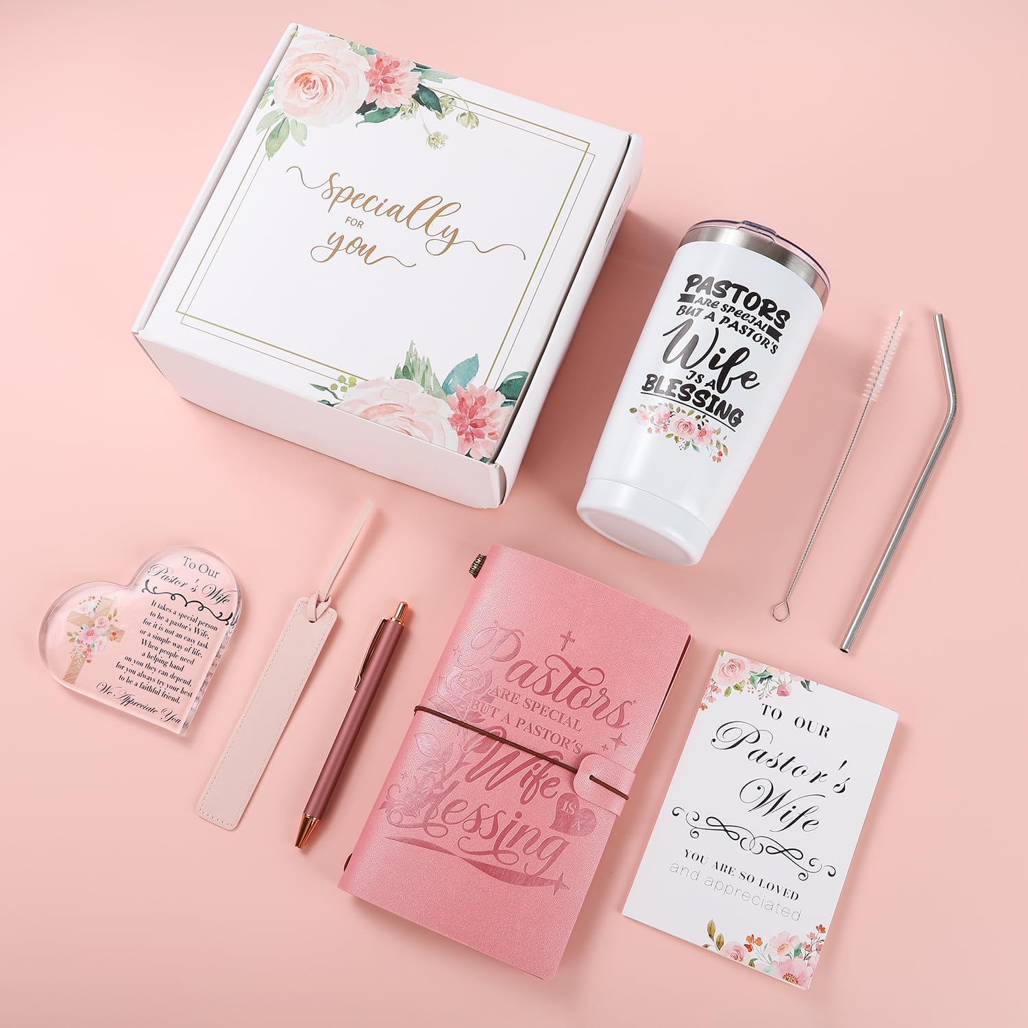 Pastor Wife Gifts,Pastors Wife Appreciation Gifts 7pcs Set,Unique Pastor Wife Gifts,20oz Tumbler Leather Journal Cards Signs Pen Bookmark For Christian Christmas Birthday Retirement Anniversary - Image 2