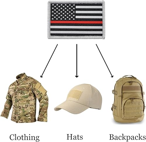 Miniatura 10 de Great 1 Paquete de 2 parches de bandera estadounidense de línea dorada y amarilla, despachador de emergencia, conductor de camión de remolque, 2 x 3