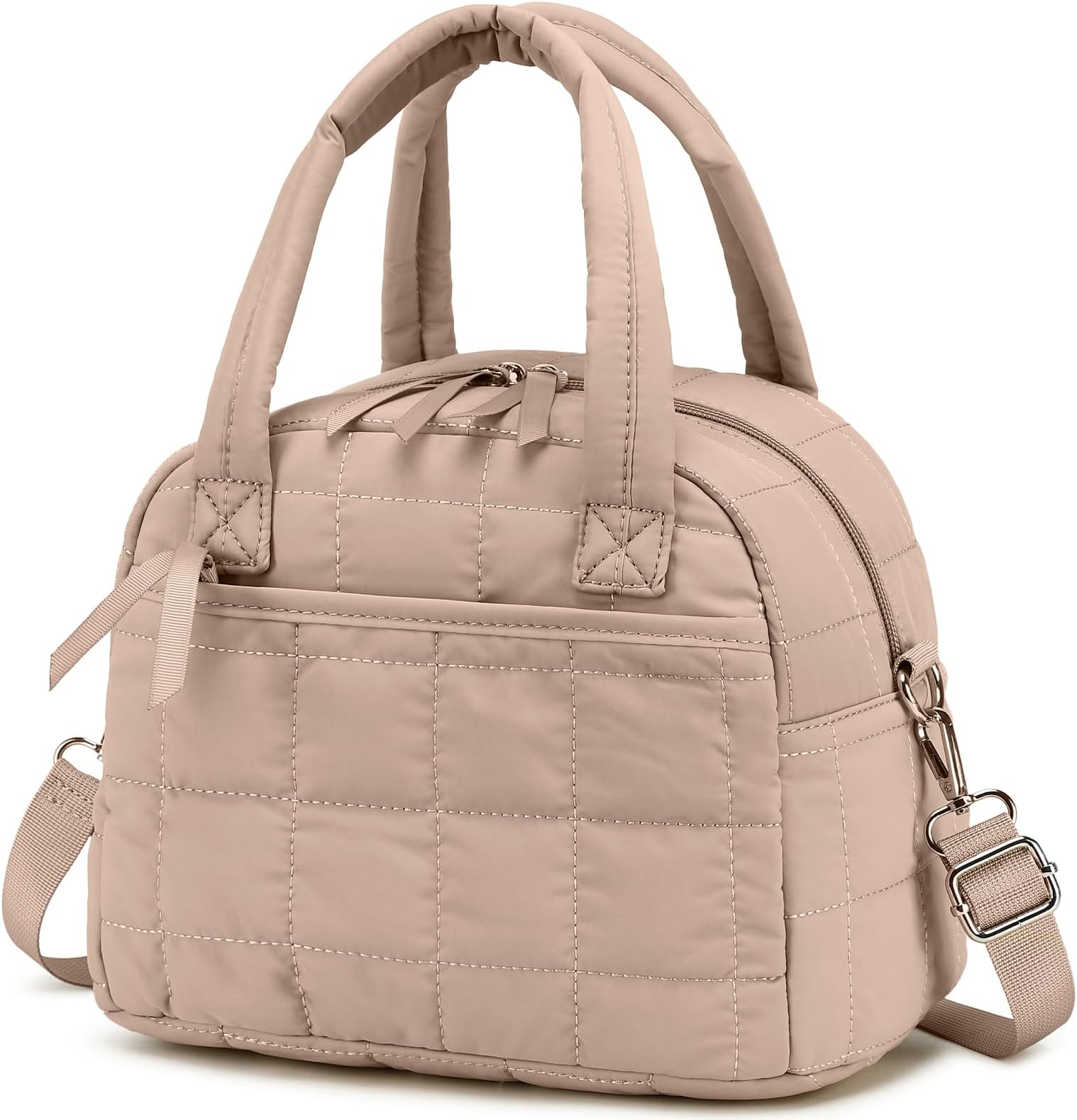 LEDAOU Lunch Box for Women Lunch bag Quilted Puffer Lunch Box with Adjustable Strap Insulated Reusable Lunch Tote for Work School Picnic Travel