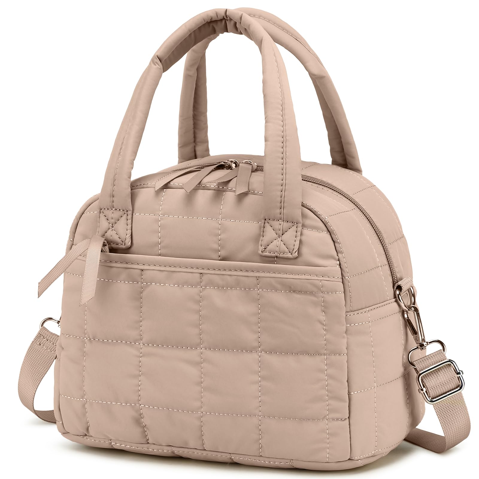 LEDAOU Lunch Box for Women Lunch bag Quilted Puffer Lunch Box with Adjustable Strap Insulated Reusable Lunch Tote for Work School Picnic Travel