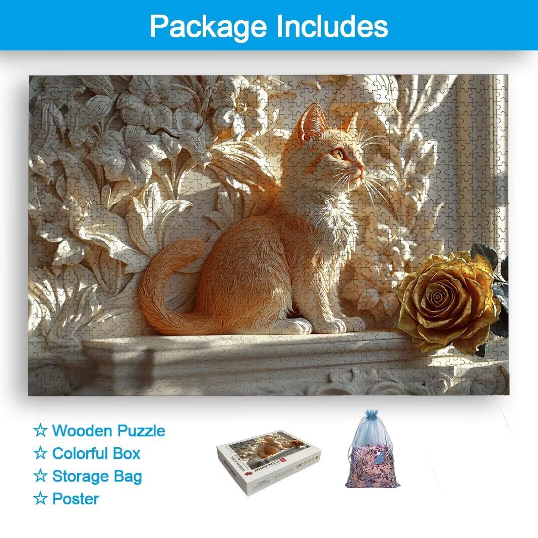 Puzzle 1500 Teile Katze, Holzpuzzle Erwachsene, Klassische Puzzles -2955