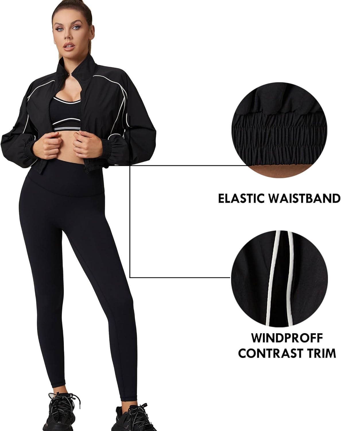 Move With You Athletic Windbreaker Cropped Jacket Women - Lightweight Track Zip Up Sporty Jackets Gym Workout Tops - Image 5