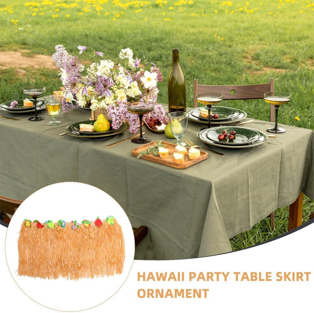 Zerodeko 2pcs Hawaii Table Skirts Tropical Party Decorations Tinsel Fringe for Beach Theme Events Use Festive Atmosphere