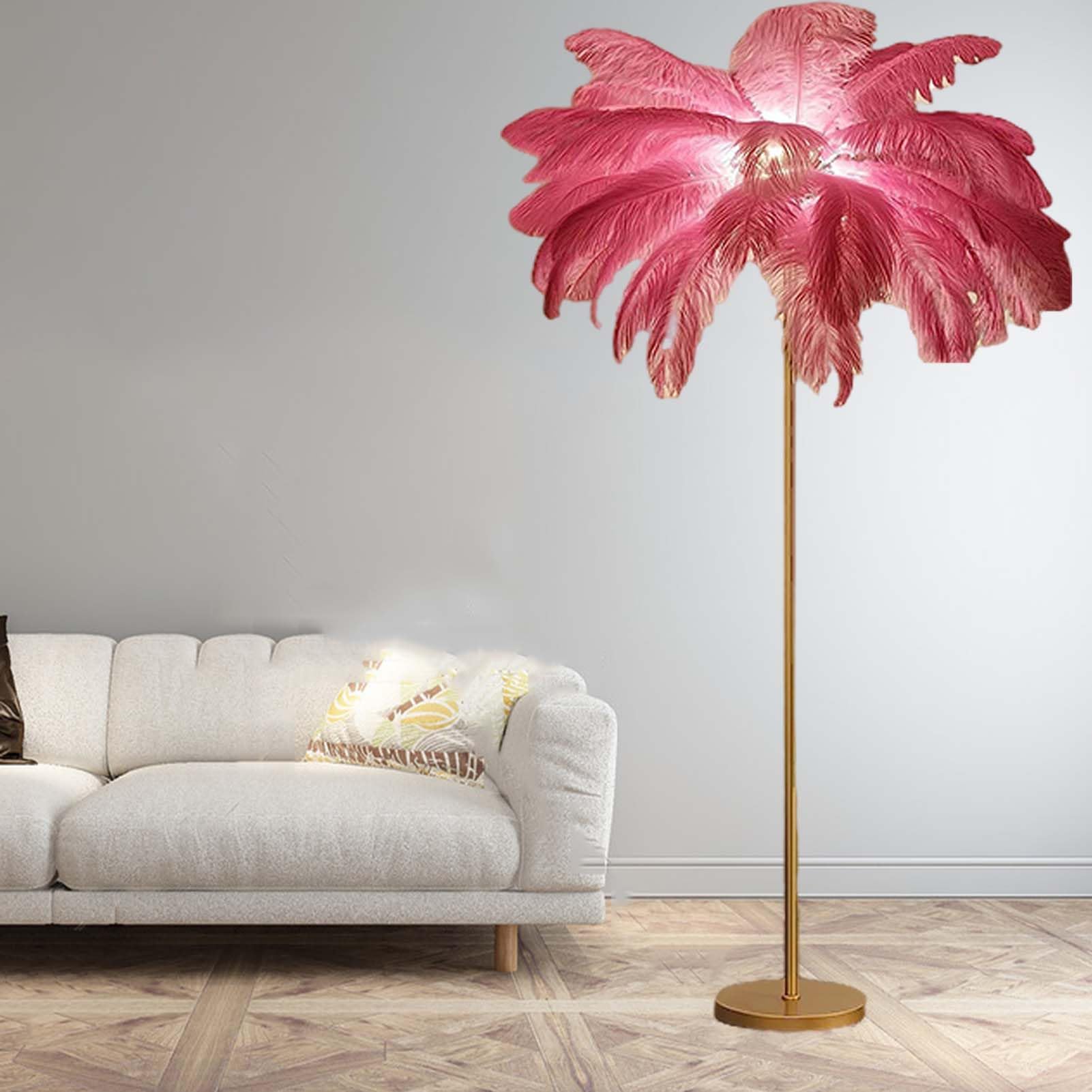 Ostrich Feather Lamp Floor - Modern Black Floor Lamp for Living Room and Bedroom Decor - Soft Feathers Standing Lamp, Size 160cm*50cm