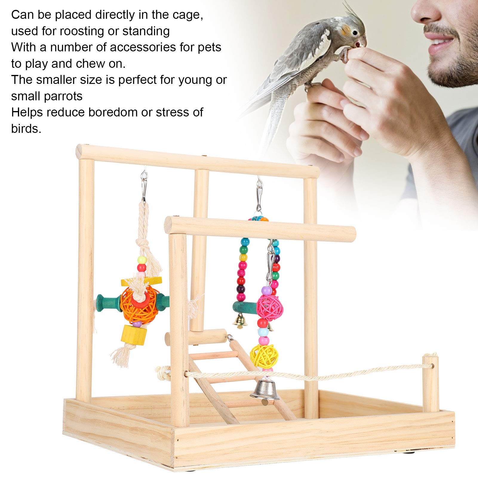 Pet Bird Barsch Plattform Stand, Papagei Spielplatz Vogel Massivholz Stand Vogel Pet Cage Barsch Übung Training Zubehör Sittich Conure