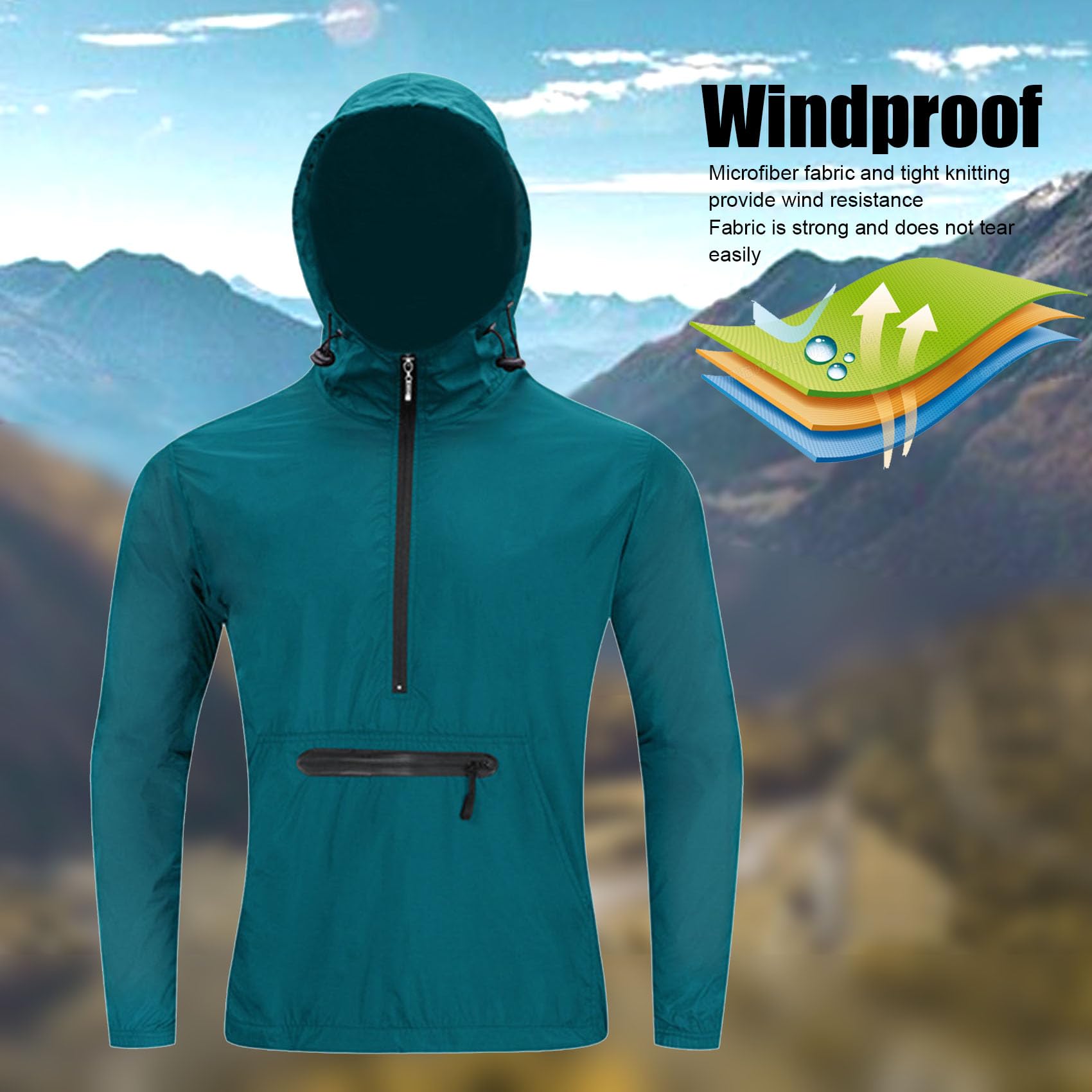 Chaqueta con capucha de ciclismo para hombre Chaquetas impermeables para la lluvia Jersey ligero Jersey para montar en bicicleta Ciclismo Running Top Ciclismo MTB Abrigo Ropa
