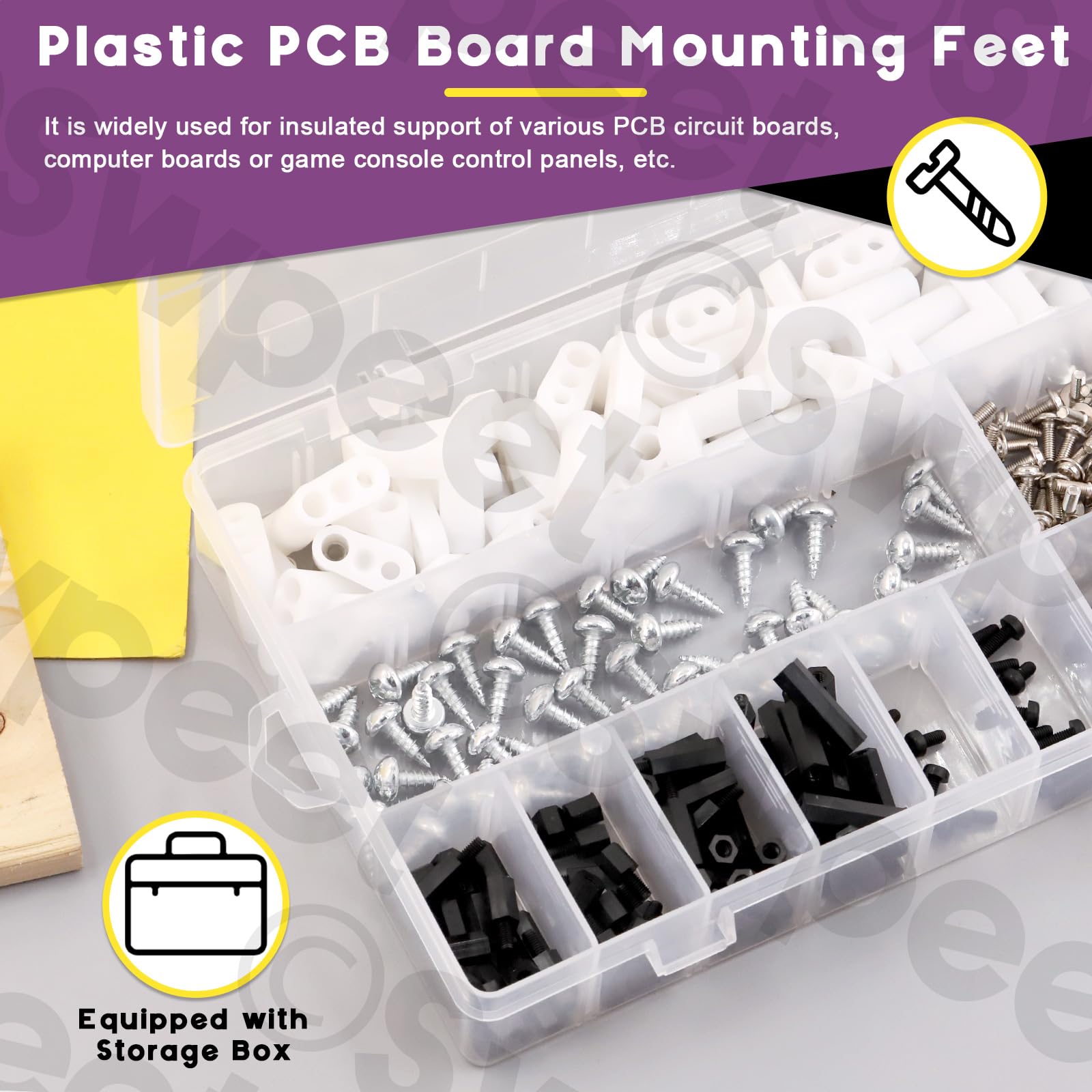 Keadic Kit Assortito Di 221 Schede Madri PCB M3, Contiene Distanziatori Esagonali In Nylon Maschio Femmina E Piedini Di Montaggio Isolati Per Circuiti A Forma Di L, Con Viti Per Il Fissaggio