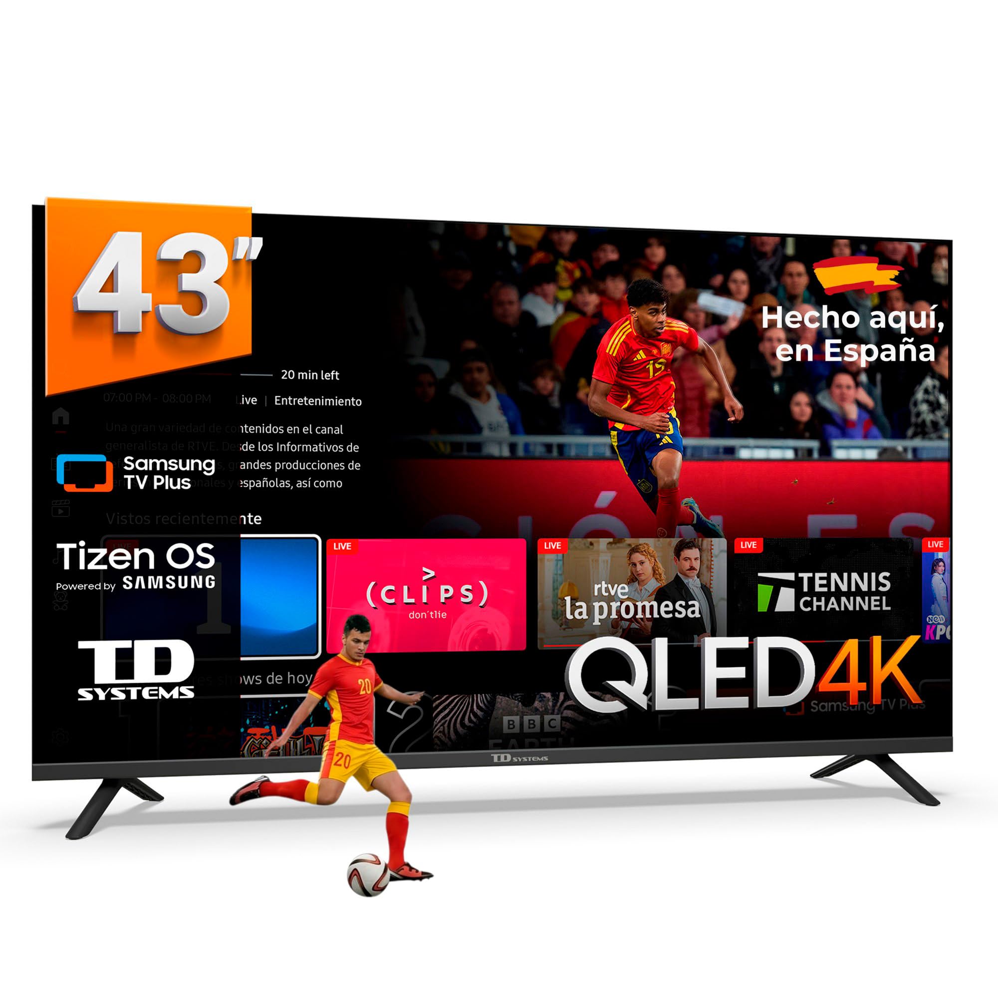 TD Systems - Smart TV 43 Pulgadas QLED 4K con Tizen OS 8.0 Powered by Samsung, Televisión HDR10 con Sintonizador Triple, Televisores del 2026 | PRIME43QC22TIZEN