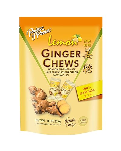 Prince of Peace - Caramelo de jengibre 100% natural (mastica), sabor a limón, 8 onzas
