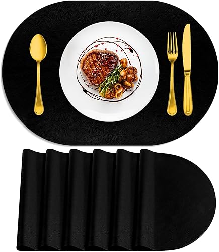 Miniatura 43 de ADRIMER Manteles Individuales, Juego de 8 Manteles Individuales Ovalados Resistentes al Calor Lavables de 12 x 17 Pulgadas, Manteles de Mesa Cúrcuma