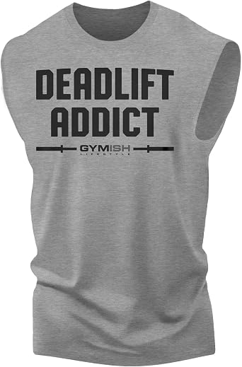 D R DETROIT REBELS Deadlift Addict Muscle Fitness Gym Tank Tops for Men, Sleeveless Mens Workout Shirt
