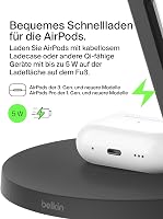 Stație de încărcare wireless 3-în-1 Belkin BoostCharge Pro cu Qi2, compatibilă cu MagSafe, încărcător pentru iPhone 16, Apple Watch, AirPods, adaptor de alimentare 40W 5