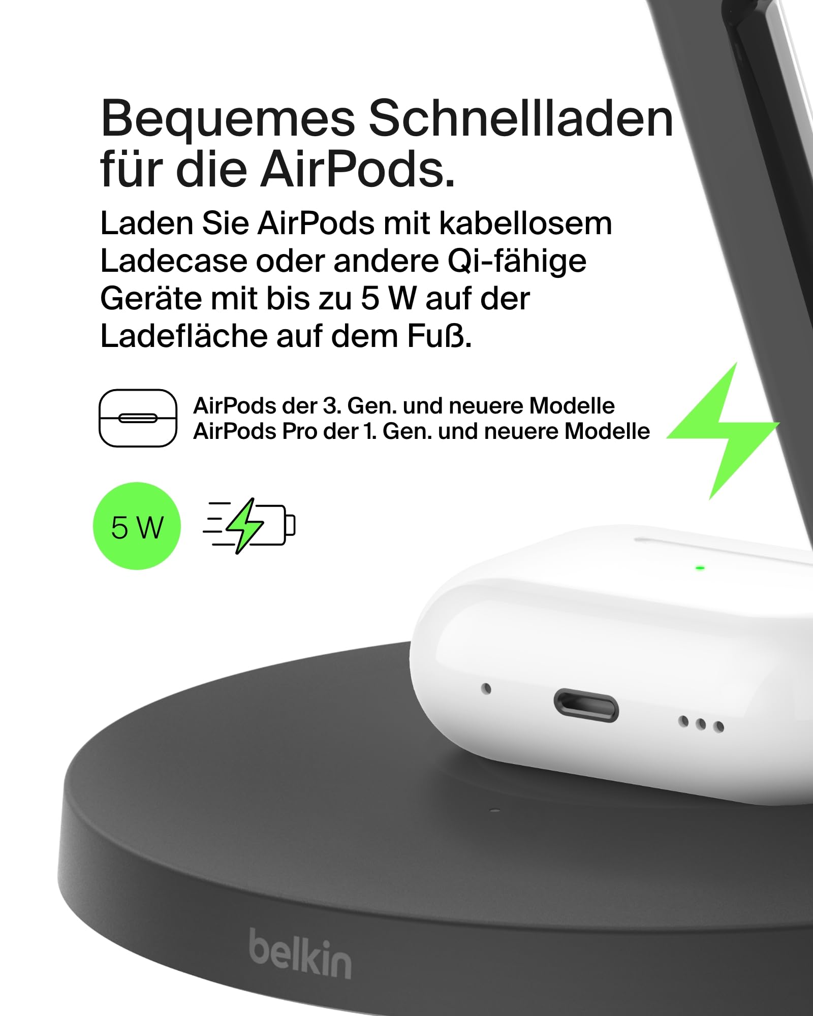 Belkin BoostCharge Pro 3-in-1 Qi2 Kabelloses Ladegerät, MagSafe-Kompatibles Ladegerät, Induktive... Ansicht 5