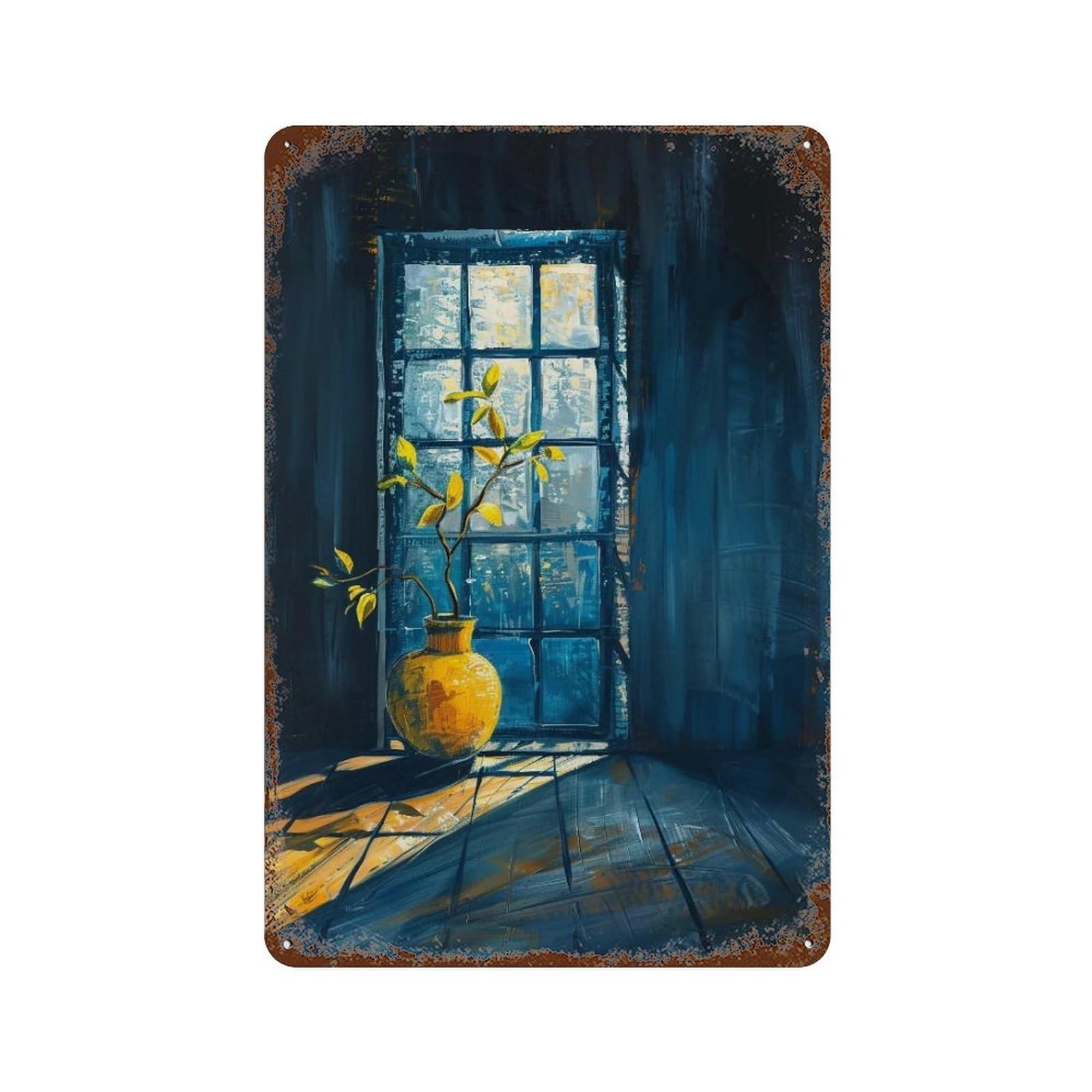 HDURYEYRYY Golden Light & Yellow Vase 01 Wall Retro Iron Vintage Art Metal Tin Sign Poster Modern Home Cofffee Club Art Bar Shop Decor 30x20cm
