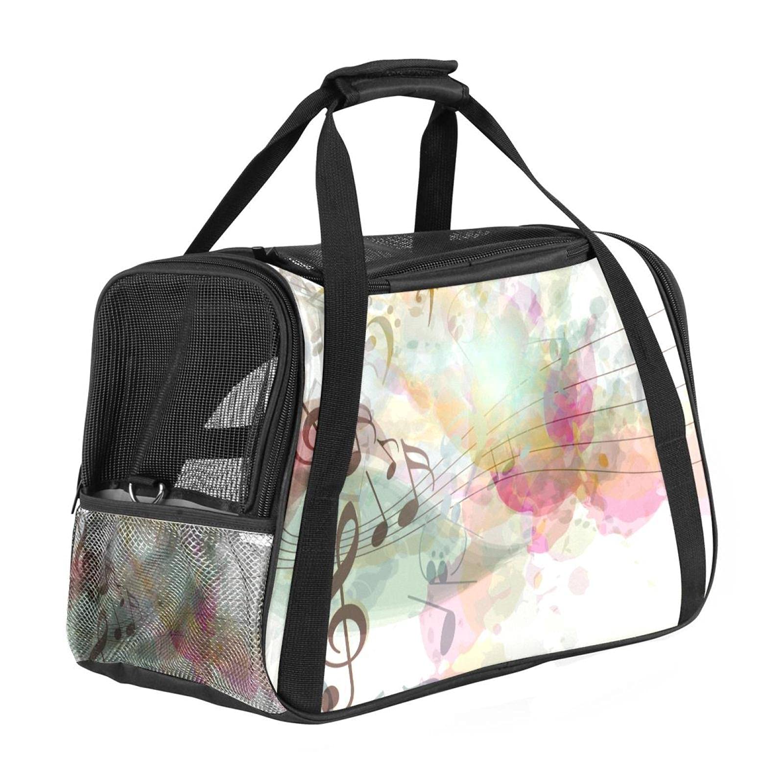 Sac de transport pour animaux de taille petite à moyenne avec double zip et motif musique