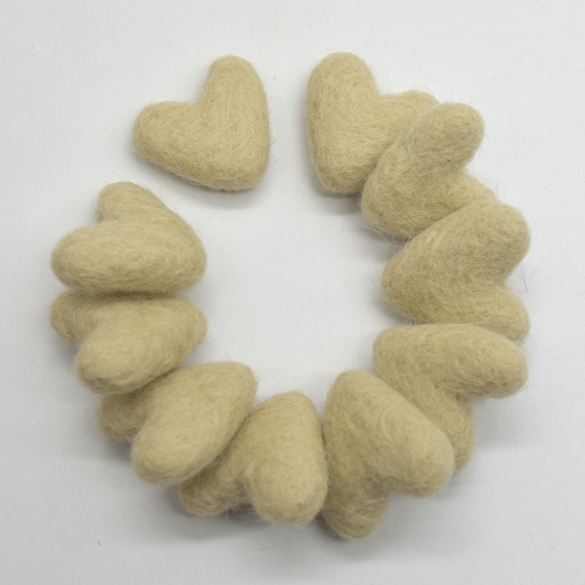 Oriental Direct Champagne 100% Wool Felt Hearts - 3Cm - 10 Felt Hearts
