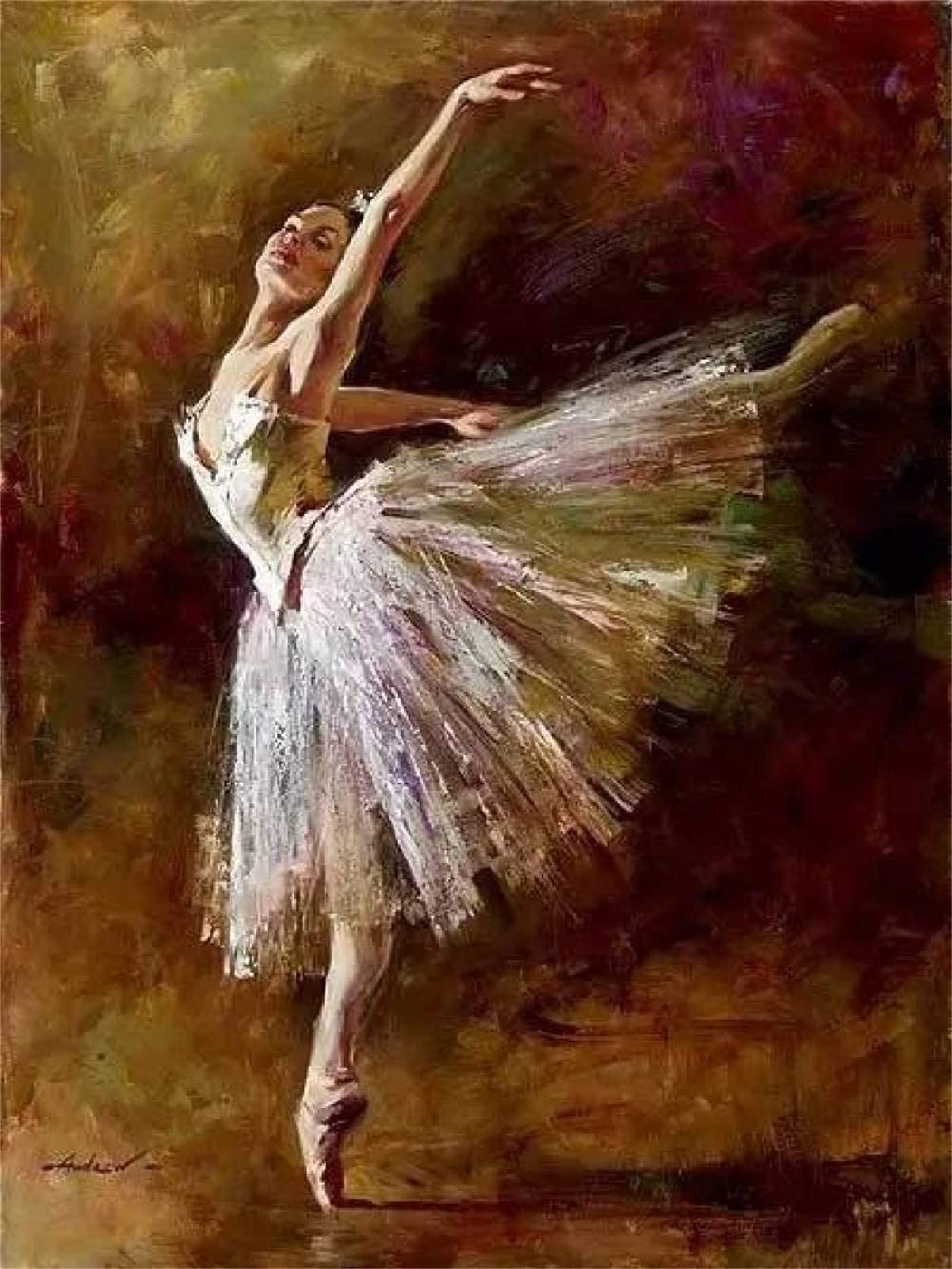 WOWDECOR Paint by Numbers Kits for Adults, DIY Oil Painting - Ballet Girl Dancer 16x20 inch (Frameless)