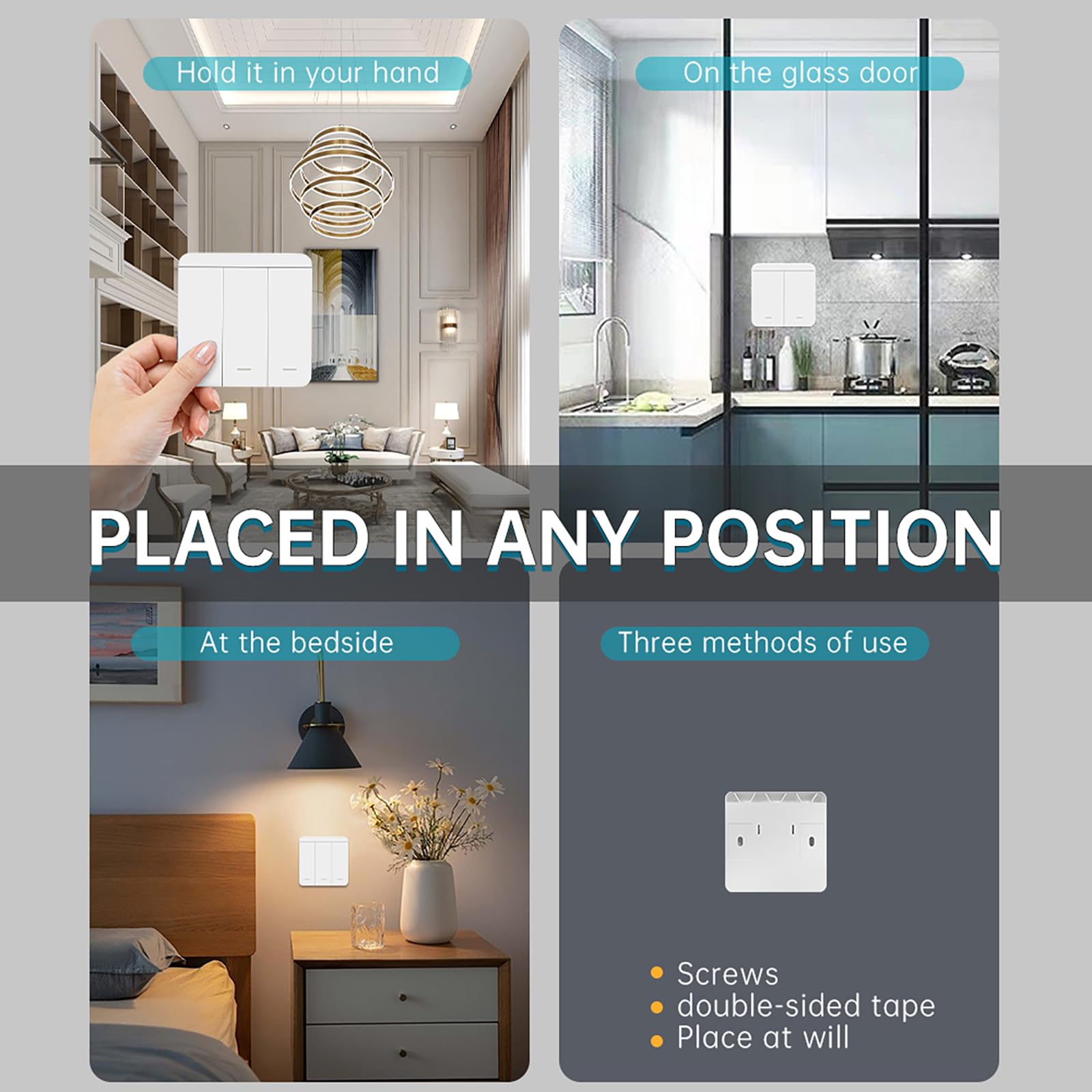 Kit Interruttore Luce Smart WiFi – Ricevitore + Interruttore Wireless, Controllo Remoto Intelligente da telefono compatibile con App Tuya e Google Home/Alexa (3 Ricevitori e 1 Interruttore (3 tasti))
