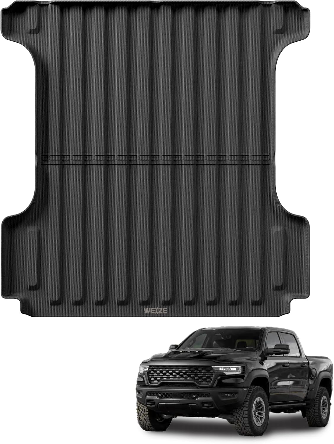 WEIZE Truck Bed Mat for Ram1500/Ram 1500 Classic 2019-2025 2026 5.7ft (5'8.4",67.4in), All Weather Protection TPE Truck Bed Liner Durable Easy Clean Black