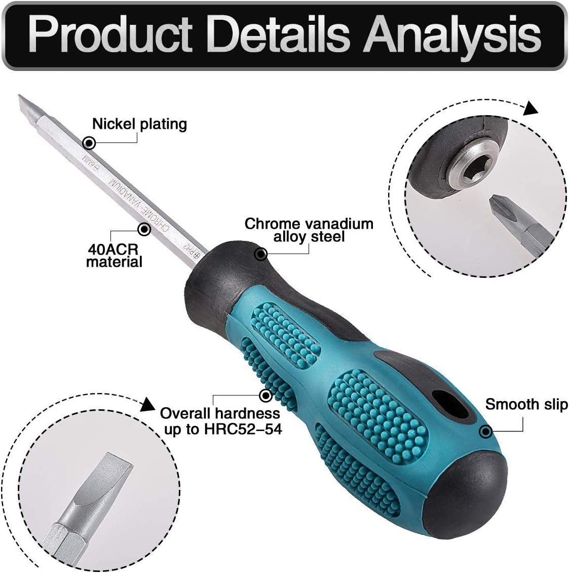 Handle 5 x 85mm PH1 Screwdriver Set Multi-use Phillips Slotted Flathead Hex Torx Head Screwdriver Bits Craftsman Toolkit Repair Tool for Professional and Home use