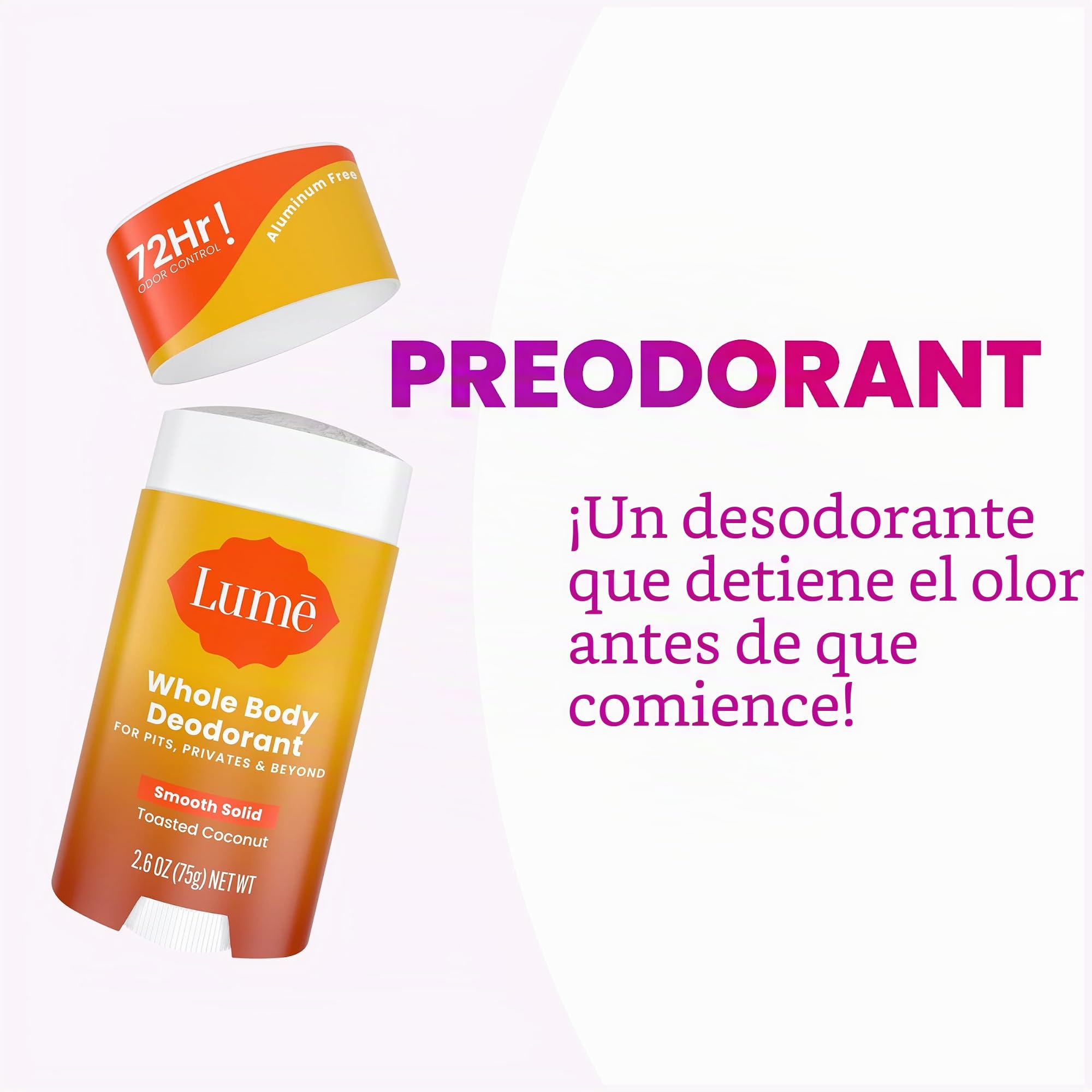 SharpCost Desodorante Lume Solid Stick – Desodorante corporal completo, sin aluminio, sin soda, hipoalergénico, seguro para pieles sensibles, barra sólida de 2,6 onzas (trituración de coco)
