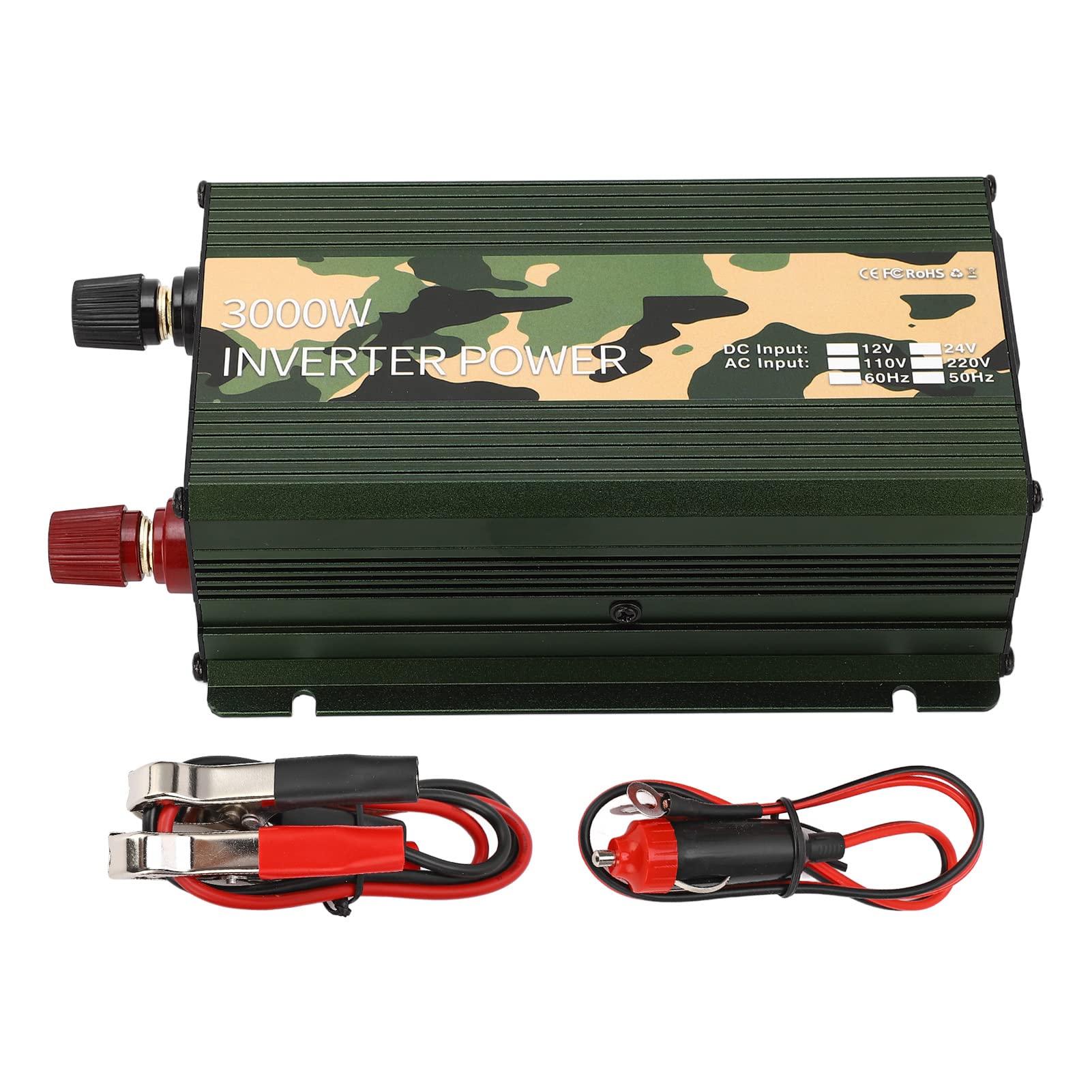 Przetwornica Napięcia 3000 W, DC 24 V do AC 220 V 110 V Falownik Samochodowy Sinusoida Konwerter Solarny z Gniazdem USB AC 5 V 2A (220V)