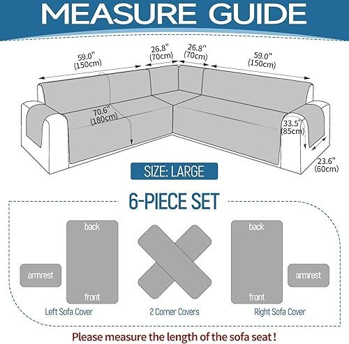 Miniatura 4 de Funda impermeable en forma de L para sofá seccional, funda acolchada de terciopelo para sofá esquinero, en forma de L, protector de muebles con