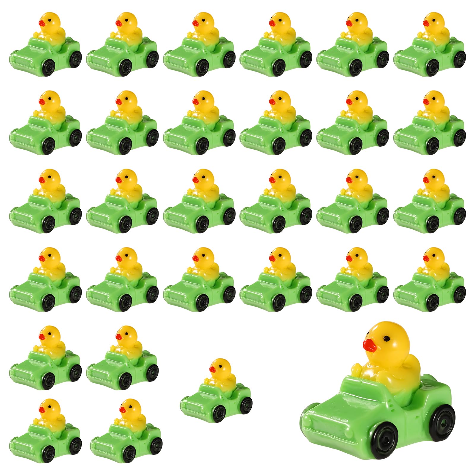 Tinoaly 30pcs Ducks In a Jeep, Resin Duck Set Funny Mini Ducks Unique Miniature Duck Tiny Ducks Small Rubber Animal for Ducking Car Dashboard Decor Micro Landscape Duck