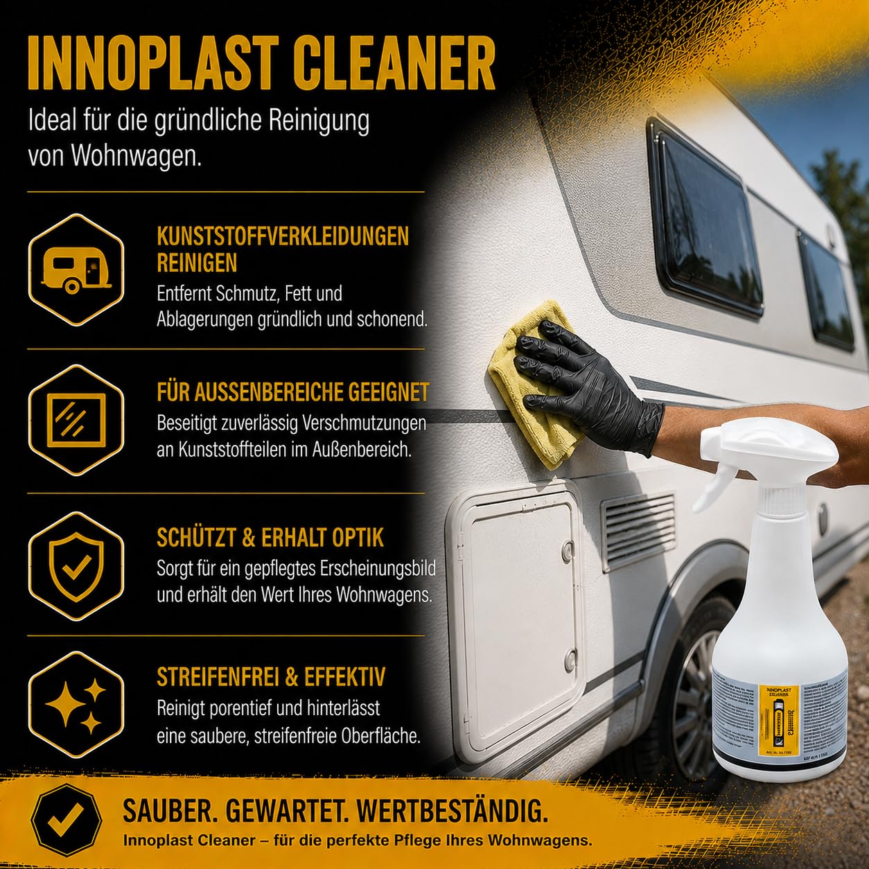 2 Stück Innotec Innoplast Cleaner Flugrostentferner - entfernt Flugrost, Nikotin, Fett, Schmutz - Innoplast Cleaner 500ml + Reinigungsschwamm - Silikonfrei für Lackierereien und Karosseriewerkstätten