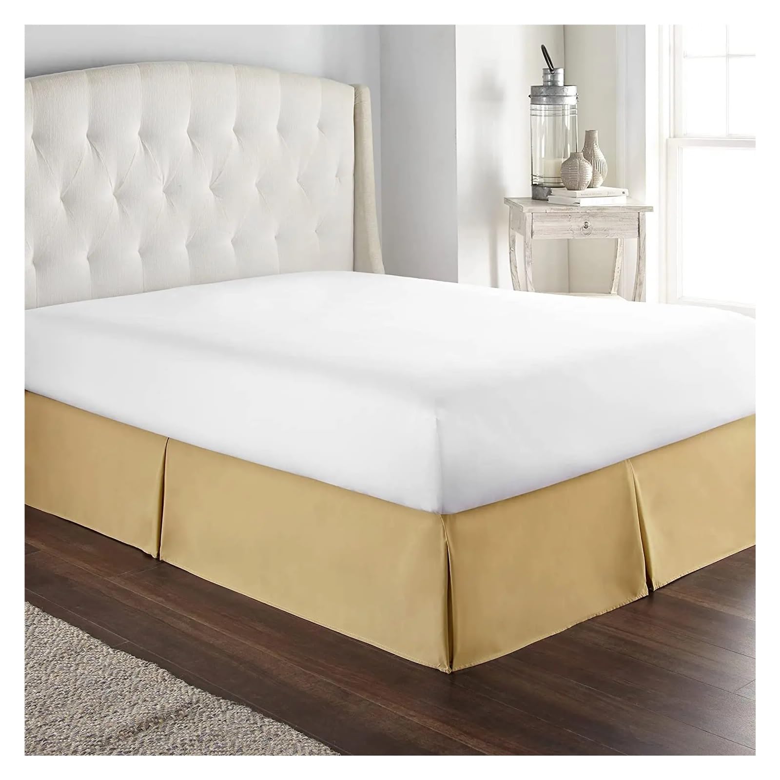 Mantovana giroletto Plissé Morbido e Confortevole Tessuto Antipiega, Altezza 38,1 cm, Elegante Marrone, Per Letti 140x200x35 cm, Perfetto per Arredamento Casa