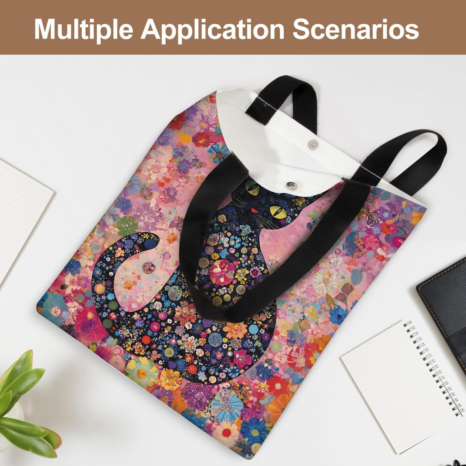 Canvas Tote Bag – Double-Sided Printed Artistic Shoulder Bag with Button Closure for Everyday Use or Gifting - Image 6