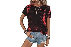 Stylish Black and Red Tie-Dye Women's T-Shirt