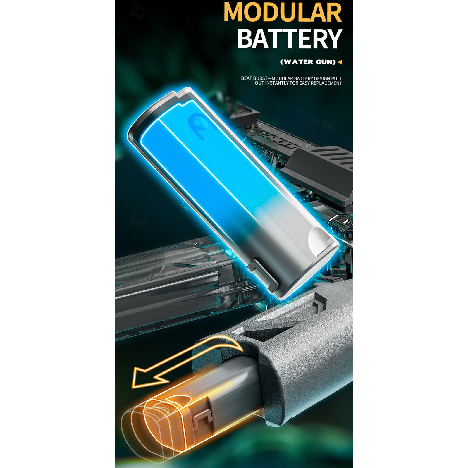 Fortschrittliches elektrisches Wasserspielzeug, hohe Kapazität, spritzend, automatische Blinklichter, perfekt Spielen Freien, leistungsstarkes Wasser, wiederaufladbar, batteriebetrieben,