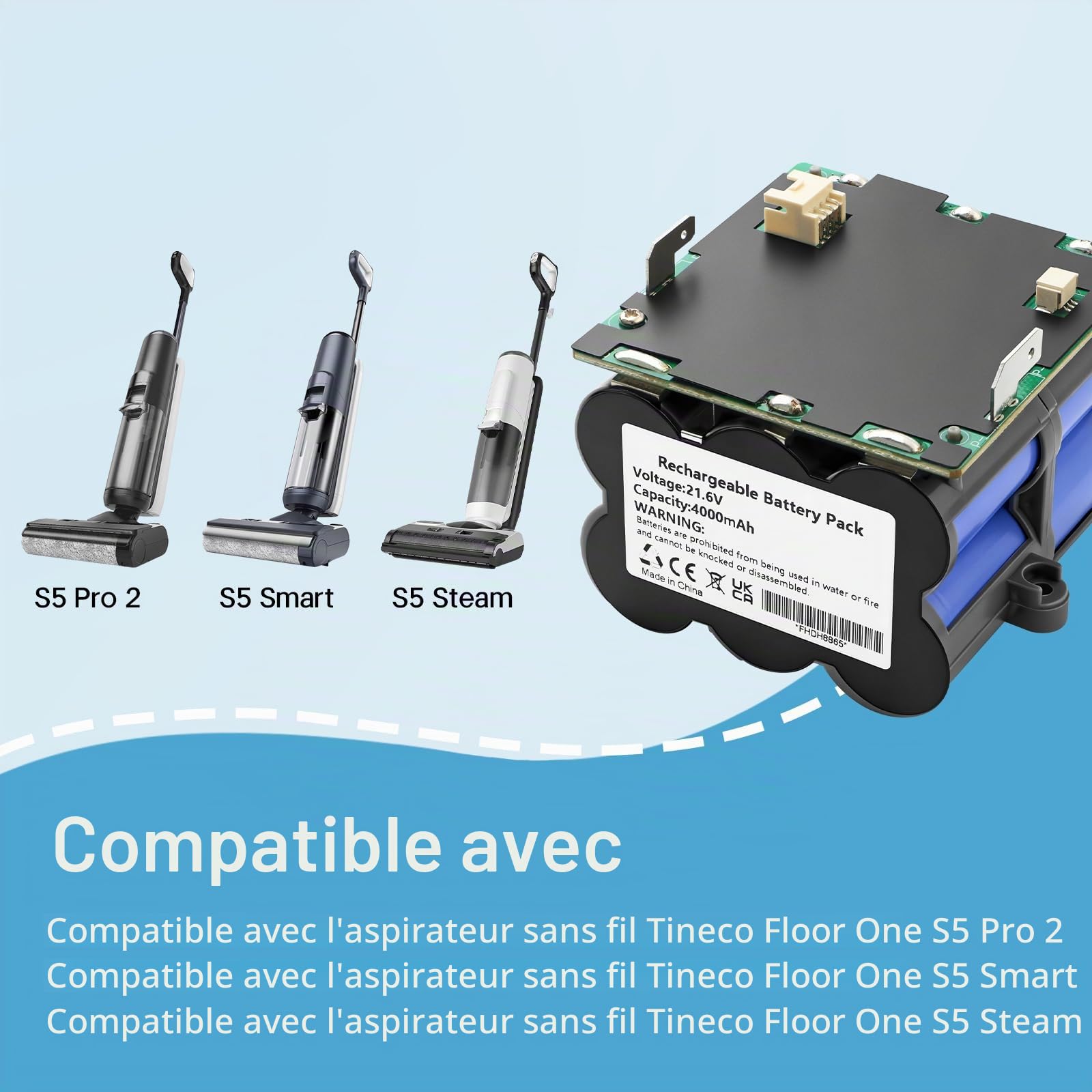 Aspirateur Batterie pour Tineco Floor One S5 Pro 2, S5 Smart, S5 Steam