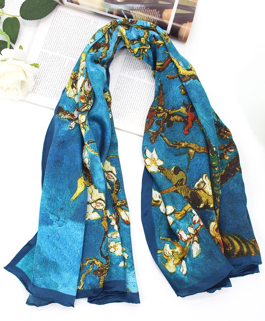 ANDANTINO Sciarpa in 100% seta, quadrata, di grandi dimensioni (110 cm), leggera, adatta come foulard, fascia per capelli, scialle, in confezione regalo