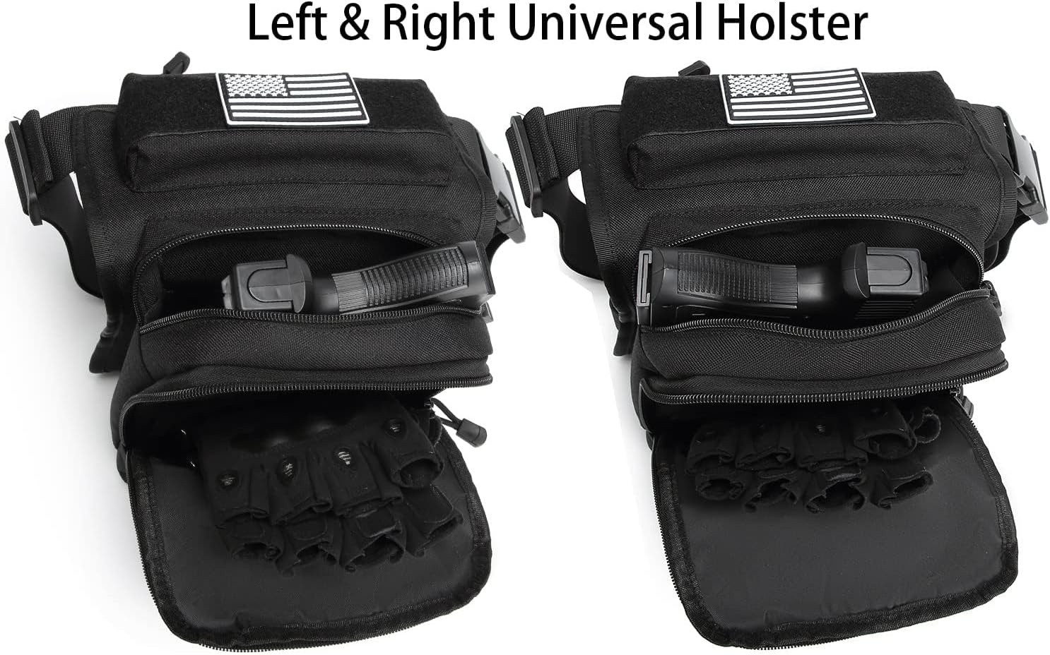 ATBP Motorcycle Tactical Drop Leg Thigh Bag with Holster Handgun Firearm Pistol Bag for Men Hunting Shooting Range Additional 3 Magazine Storage Slots