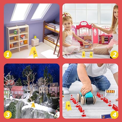Miniatura 6 de Toddmomy Señales de tráfico para niños, 25 mini señales de tráfico en miniatura, conos de tráfico y señales de tráfico, mini letreros de calle,
