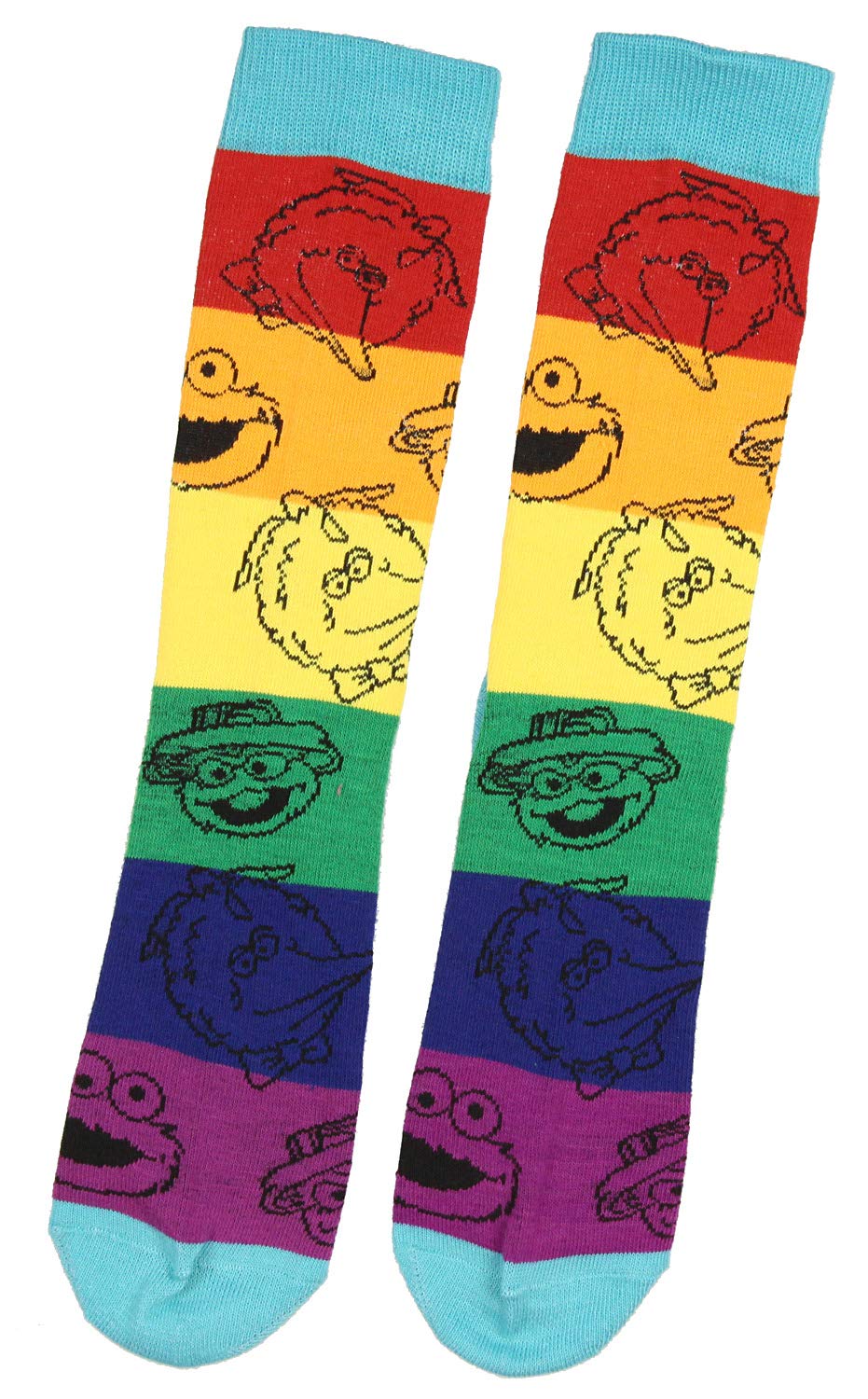 Bioworld Sesame Street nach Gestreift Farbe Charakter Köpfe Crew Socken für Männer für Frauen