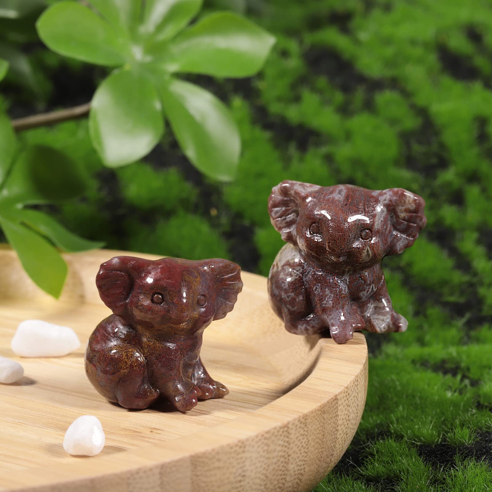 Nupuyai 2pcs Indian Agate Mini Crystal Stone Statue Carved Animal Kangaroo Set - Image 4