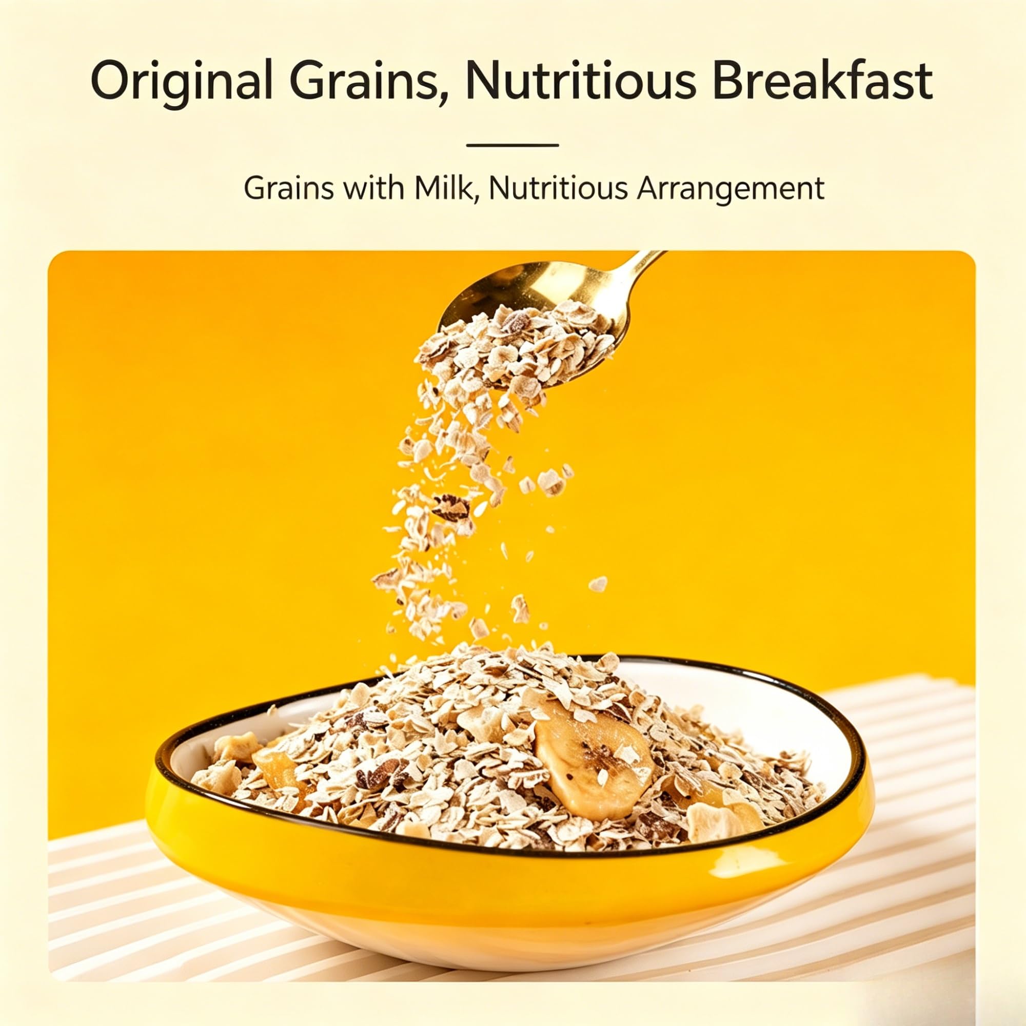 Cereal de avena con leche de plátano, lata de 300g, desayuno instantáneo natural con cereales integrales, frutas secas y leche en polvo(3pcs)