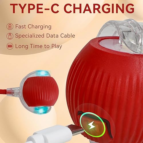 Miniatura 4 de Juguete eléctrico interactivo automático de estimulación recargable de auto juego, pelota inteligente de persecución para mascotas con cuerda de