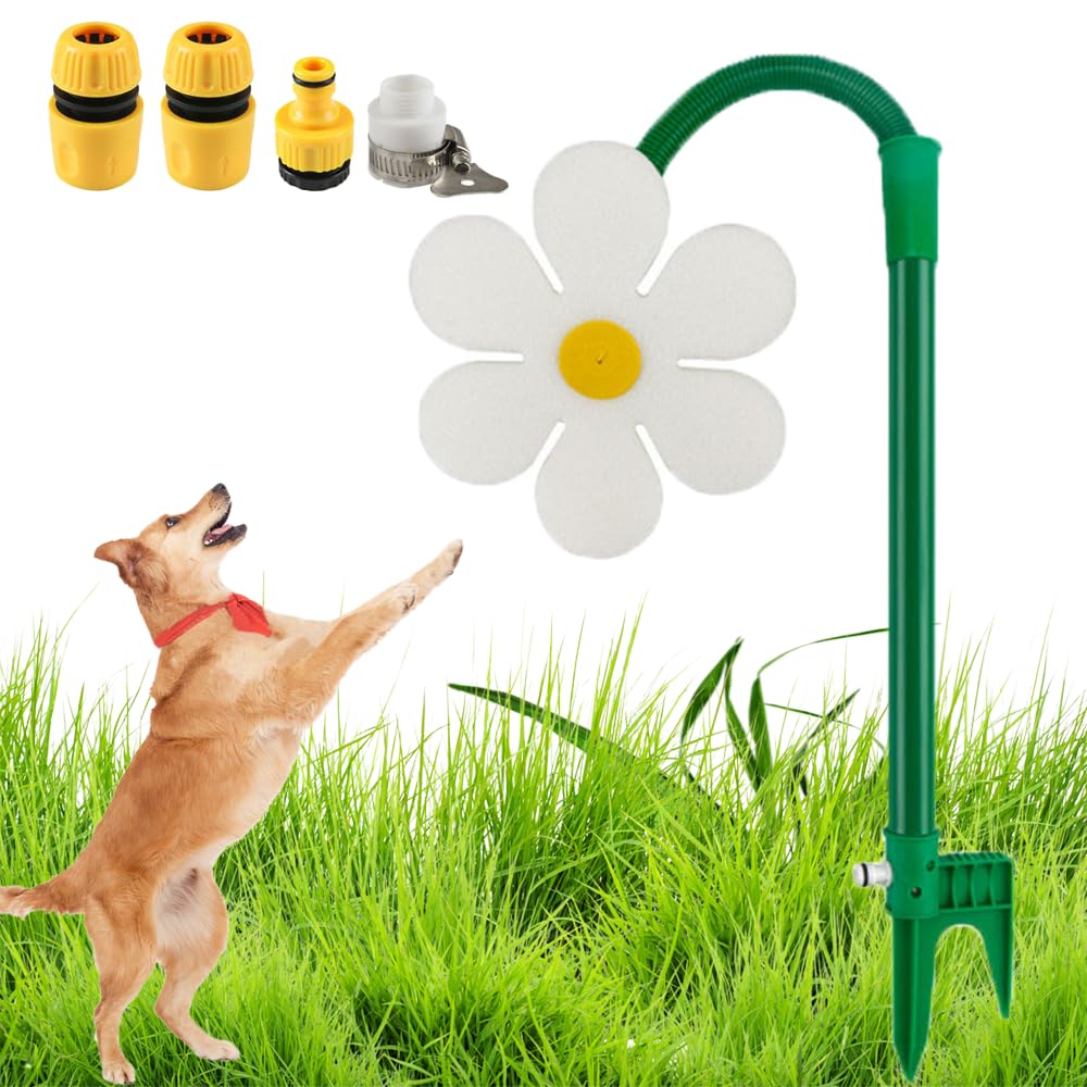 Crazy Daisy Sprinkler,360° Rotating Dancing Flower Water Sprinkler,Crazy Daisy Water Sprinkler for Yard Watering Dogs Kids Playing Red Yellow Garden Sprinklers (White)