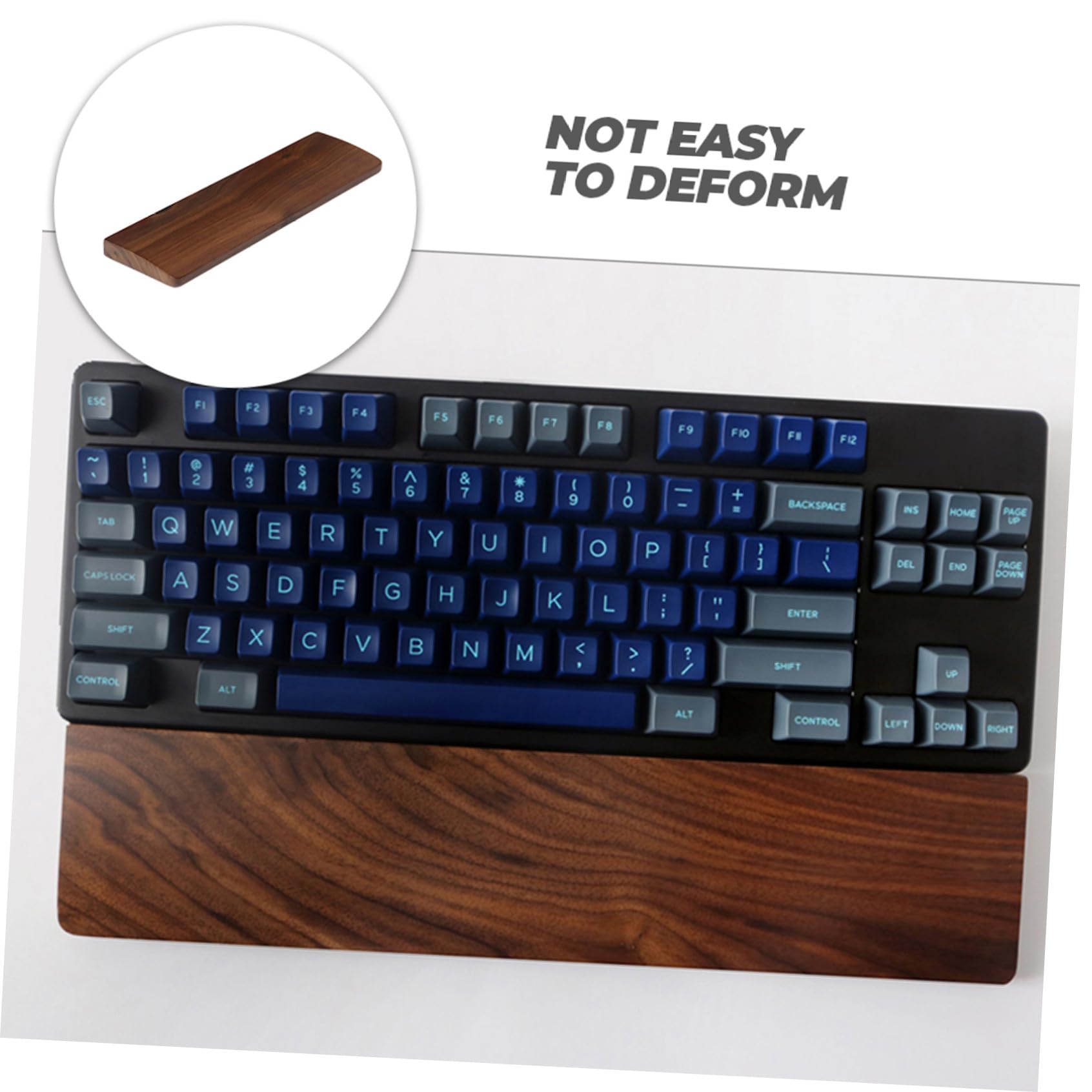 STOBAZA Handgelenkauflage aus Walnuss Holz für Tastatur und Laptop Ergonomisch Gestaltet Natürliche Holzstruktur 440x80mm Lindert Schmerzen Beim Tippen