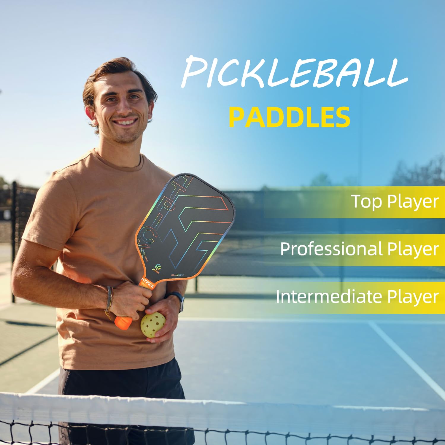 Racchette per pickleball, pagaia in fibra di carbonio T700 con nucleo a nido d'ape in polipropilene, spessore 16 mm, migliore assorbimento degli urti per la massima rotazione e consistenza