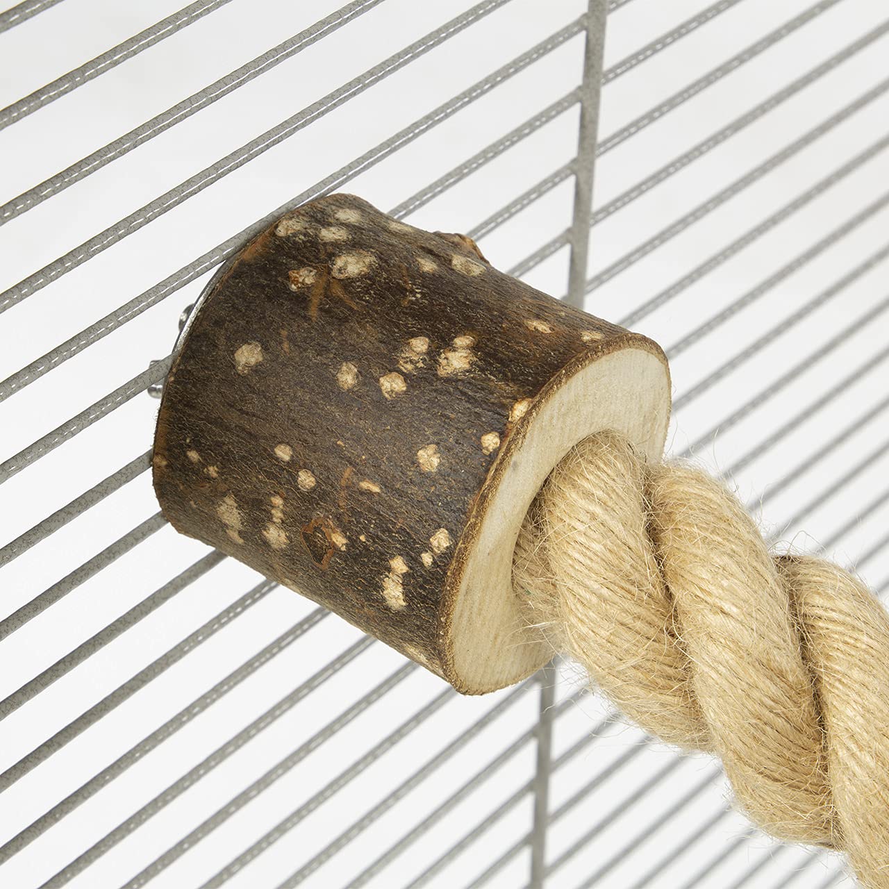 HappyBird | Kletterseil 2,5 Ø x 500cm aus Jute mit Edelstahl Befestigung |für kleine Papageien zum schaukeln und Spielen Mohrenkopfpapagei, Grünzügel