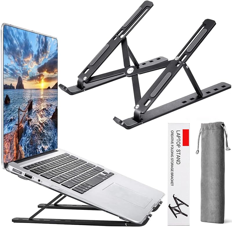 Portable Table Stand 6 Angles Adjustable, Aluminum Ventilated Cooling Stand Laptop Foldable, Multiple Angles Laptop Stand (Black)