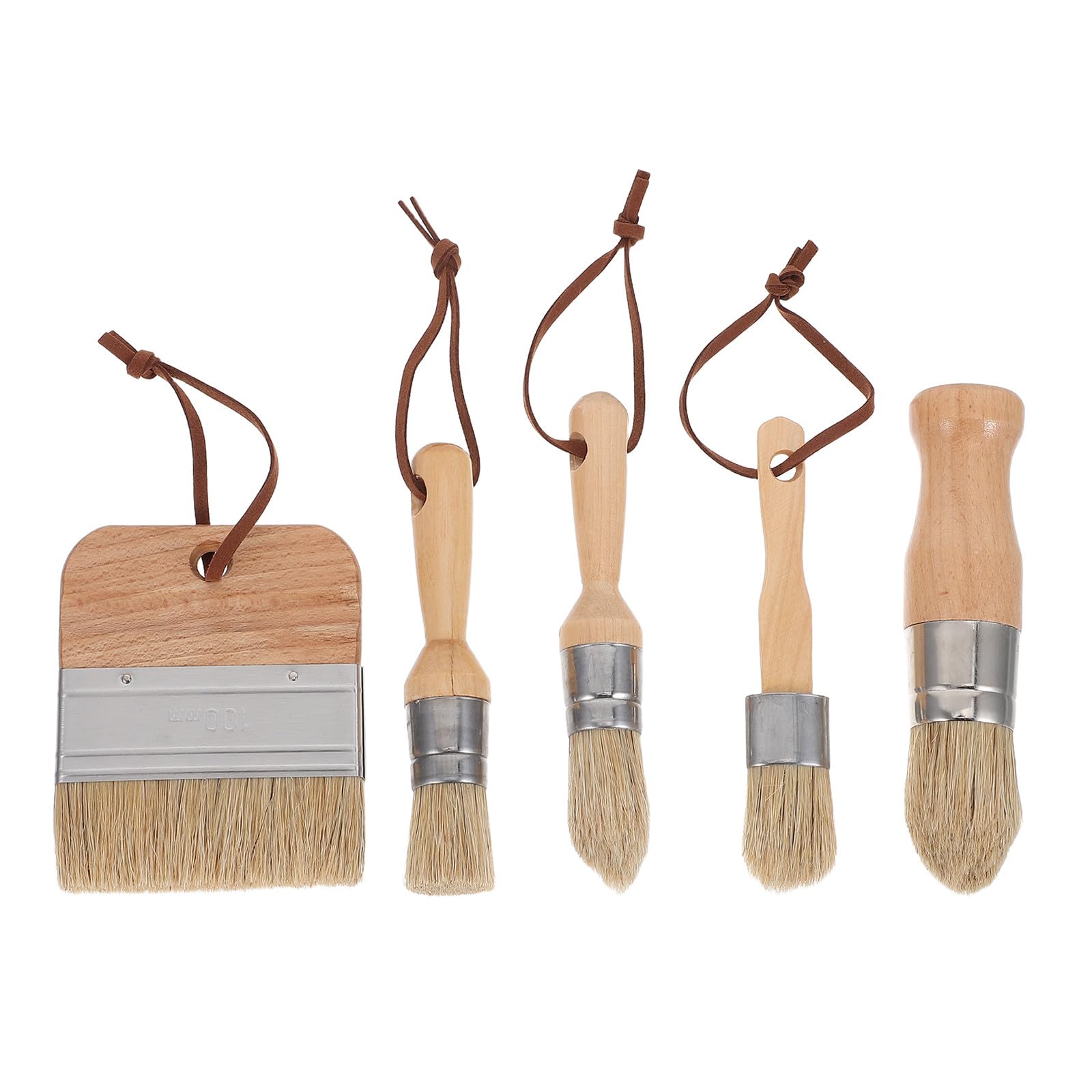 Operitacx Juego de 5 Pinceles para Pintura a la Cera - Pinceles de cerdas de jabalí para Pintura - Suministros para de Muebles - Herramientas Profesionales para la aplicación de en cómodas,